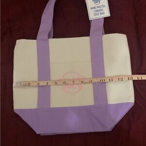 Trader Joe Purple and Cream Canvas Tote Bag